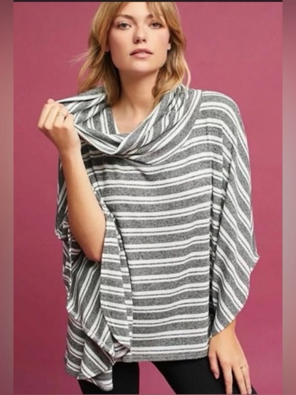 Anthropologie Saturday Sunday Moonlight Striped sweater Poncho